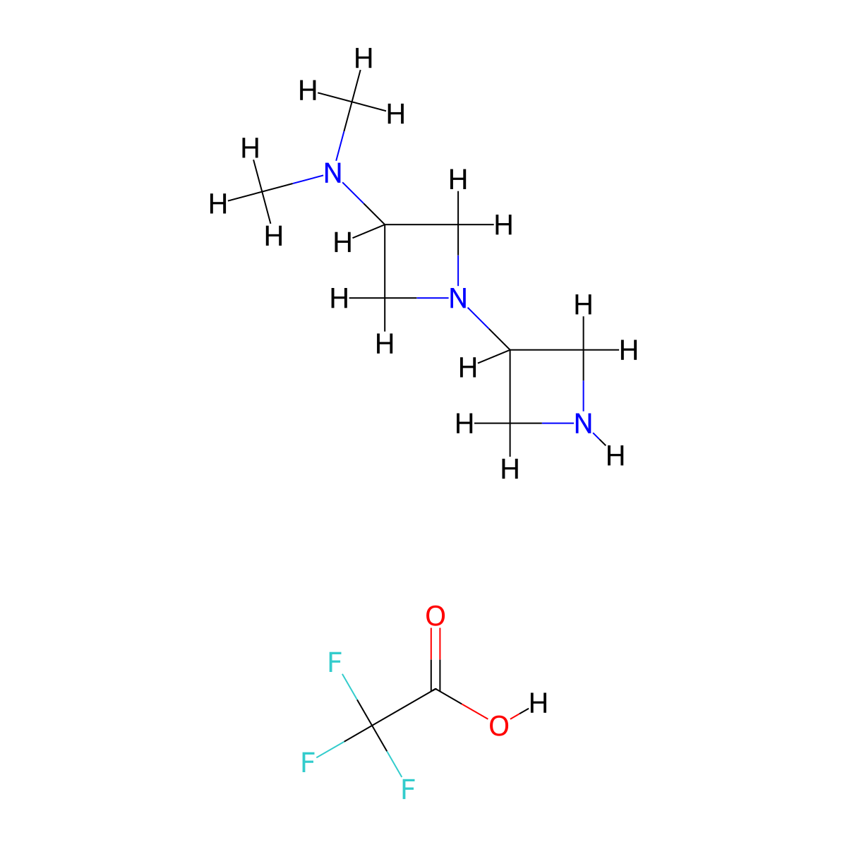 N,N-Dimethyl-[1,3'-biazetidin]-3-amine 2,2,2-trifluoroacetate molecular structure, CAS 2757730-11-1