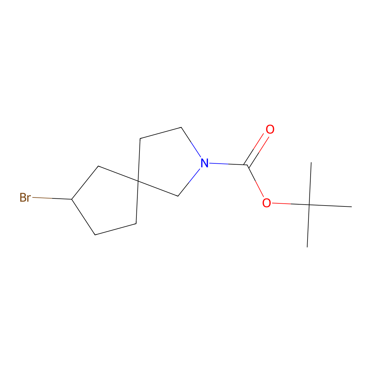 Tert-butyl 7-bromo-2-azaspiro[4.4]nonane-2-carboxylate molecular structure, CAS 2757730-13-3