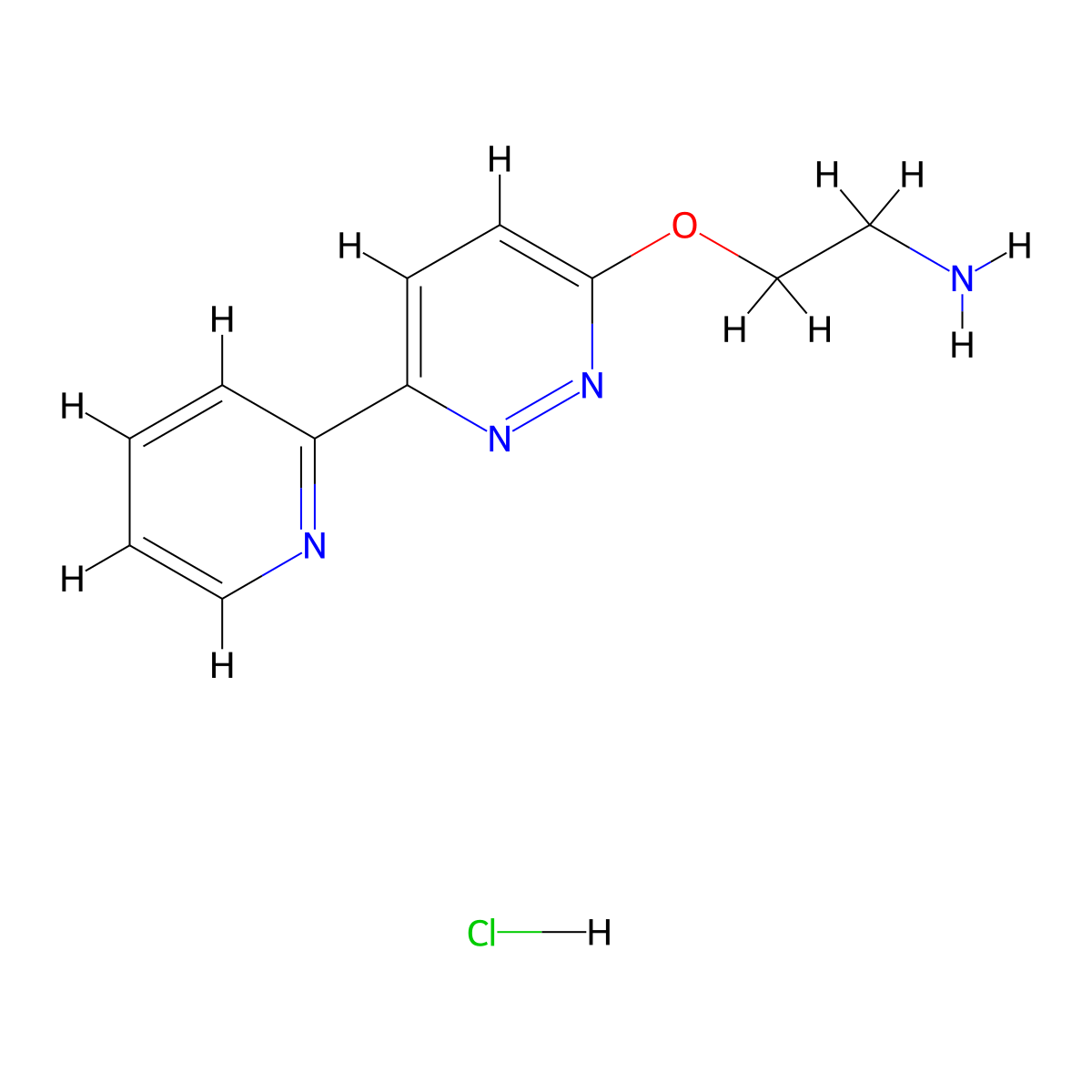 2-((6-(Pyridin-2-yl)pyridazin-3-yl)oxy)ethanamine hydrochloride molecular structure, CAS 2757730-31-5