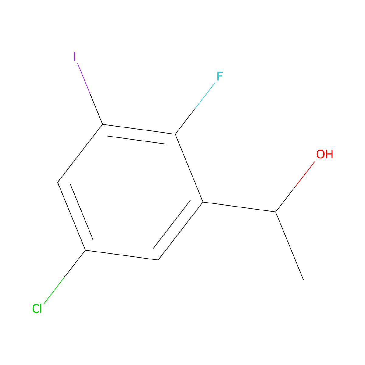 1-(5-Chloro-2-fluoro-3-iodophenyl)ethanol molecular structure, CAS 2757730-35-9