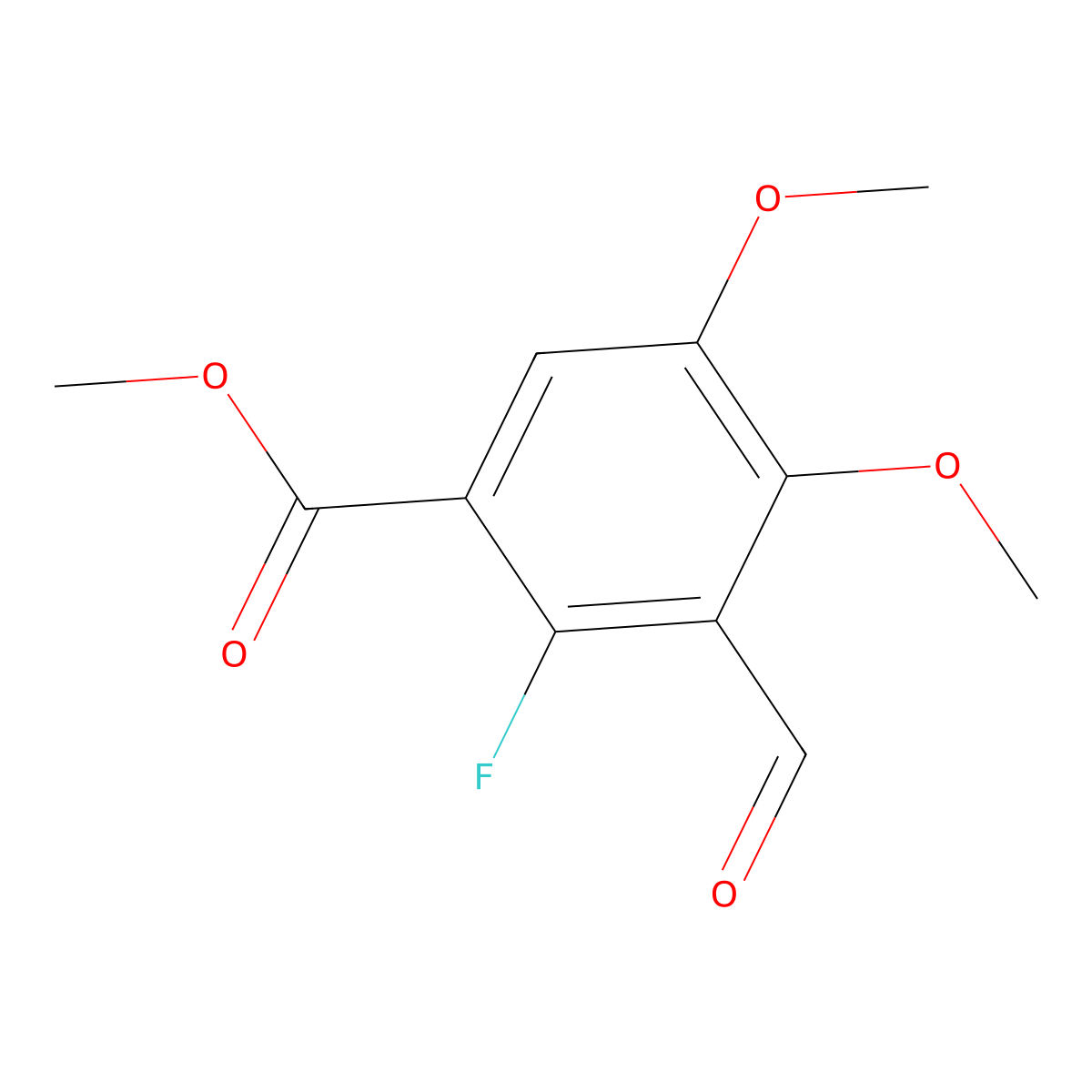 Methyl 2-fluoro-3-formyl-4,5-dimethoxybenzoate molecular structure, CAS 2757730-37-1