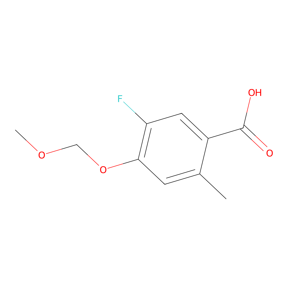 5-Fluoro-4-(methoxymethoxy)-2-methylbenzoic acid molecular structure, CAS 2757730-39-3