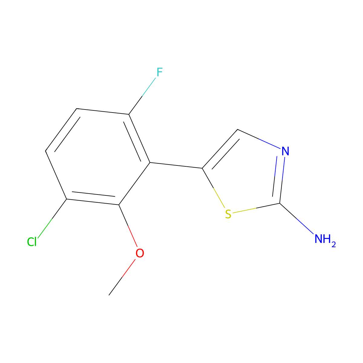 5-(3-Chloro-6-fluoro-2-methoxyphenyl)thiazol-2-amine molecular structure, CAS 2757730-41-7