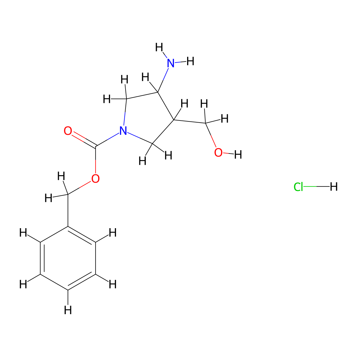 Benzyl 3-amino-4-(hydroxymethyl)pyrrolidine-1-carboxylate hcl molecular structure, CAS 2757730-49-5
