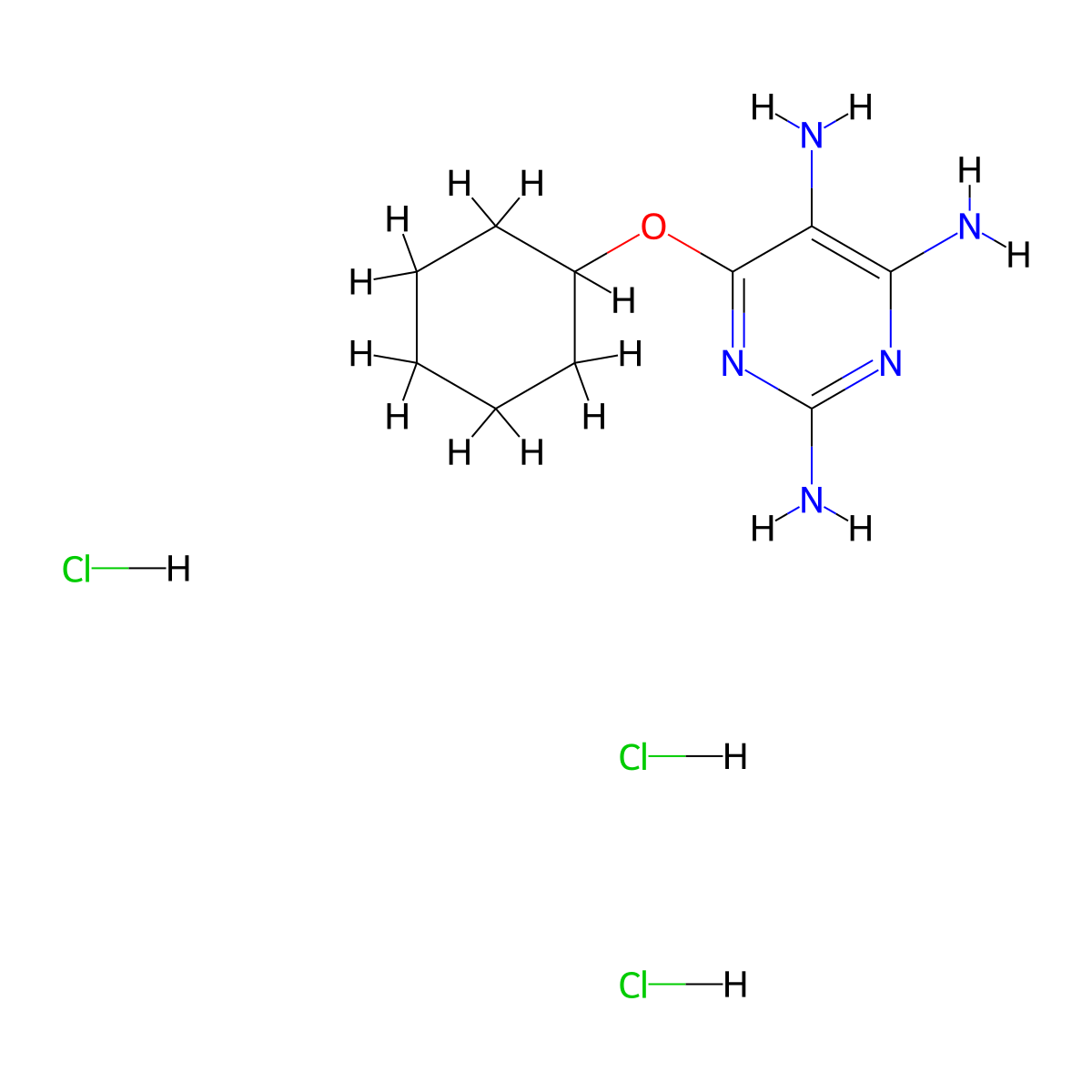 6-(Cyclohexyloxy)pyrimidine-2,4,5-triamine trihydrochloride molecular structure, CAS 2757730-50-8