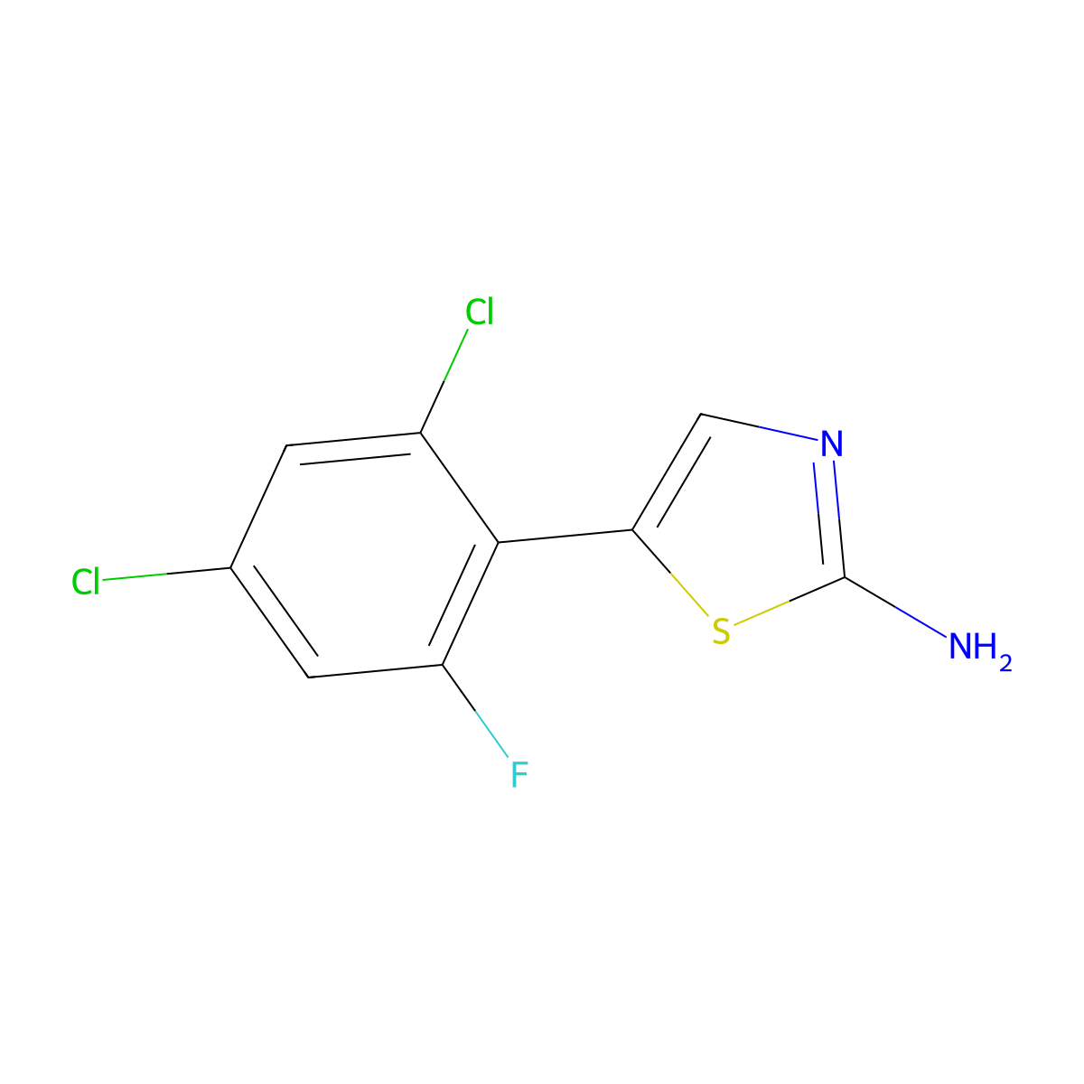 5-(2,4-Dichloro-6-fluorophenyl)thiazol-2-amine molecular structure, CAS 2757730-57-5