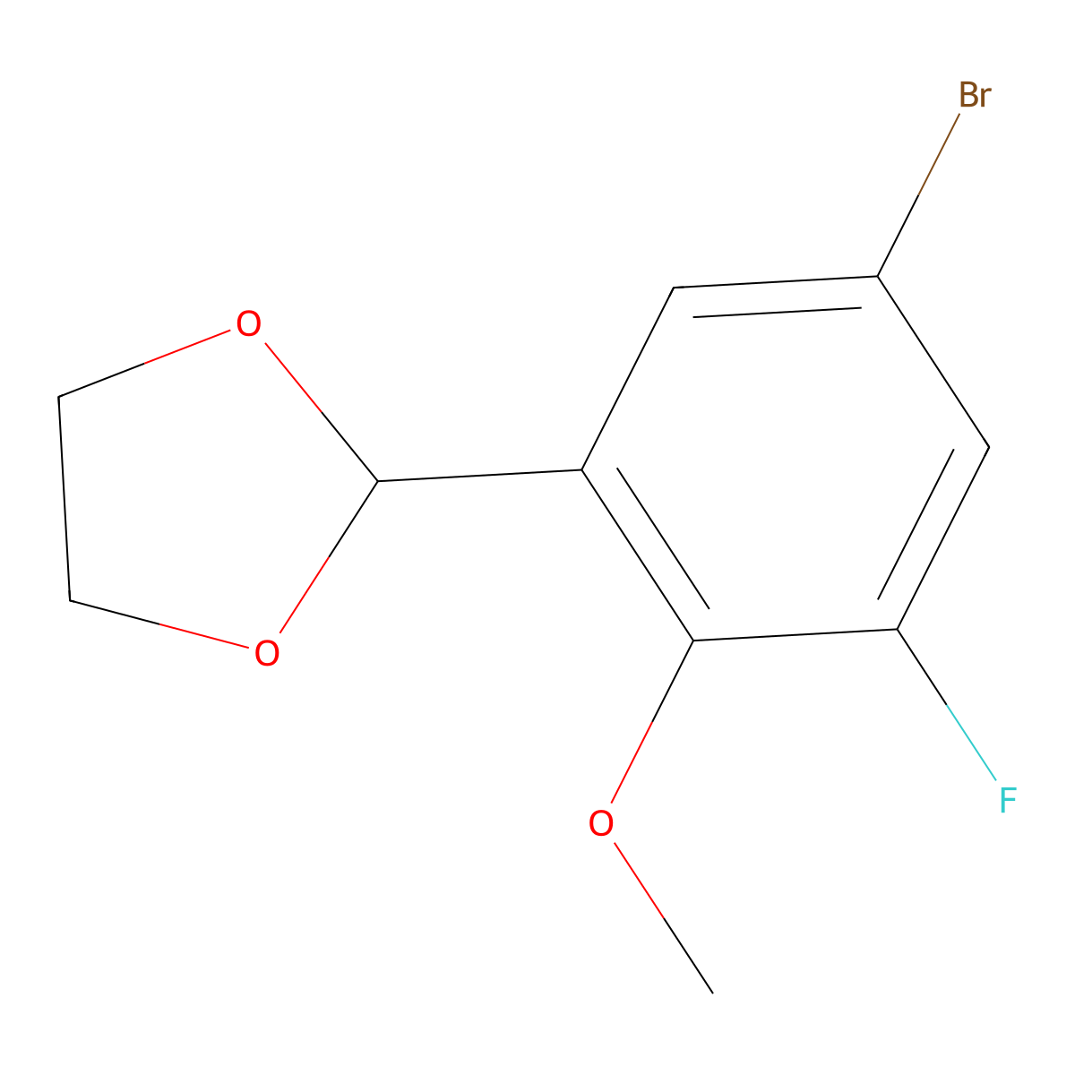2-(5-Bromo-3-fluoro-2-methoxyphenyl)-1,3-dioxolane molecular structure, CAS 2757730-62-2