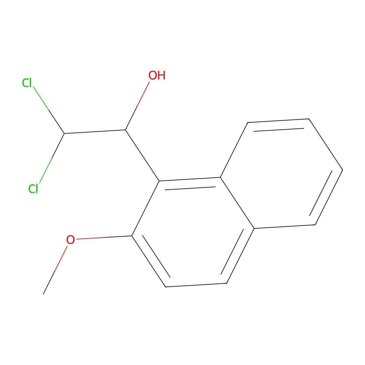 2,2-Dichloro-1-(2-methoxynaphthalen-1-yl)ethanol molecular structure, CAS 2757731-46-5