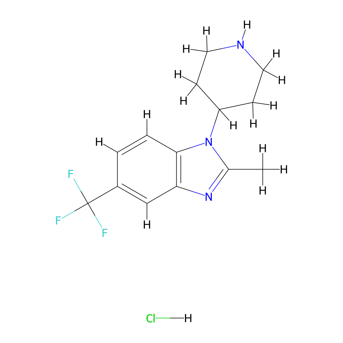 2-Methyl-1-(piperidin-4-yl)-5-(trifluoromethyl)-1H-benzo[d]imidazole hydrochloride molecular structure, CAS 2757731-57-8