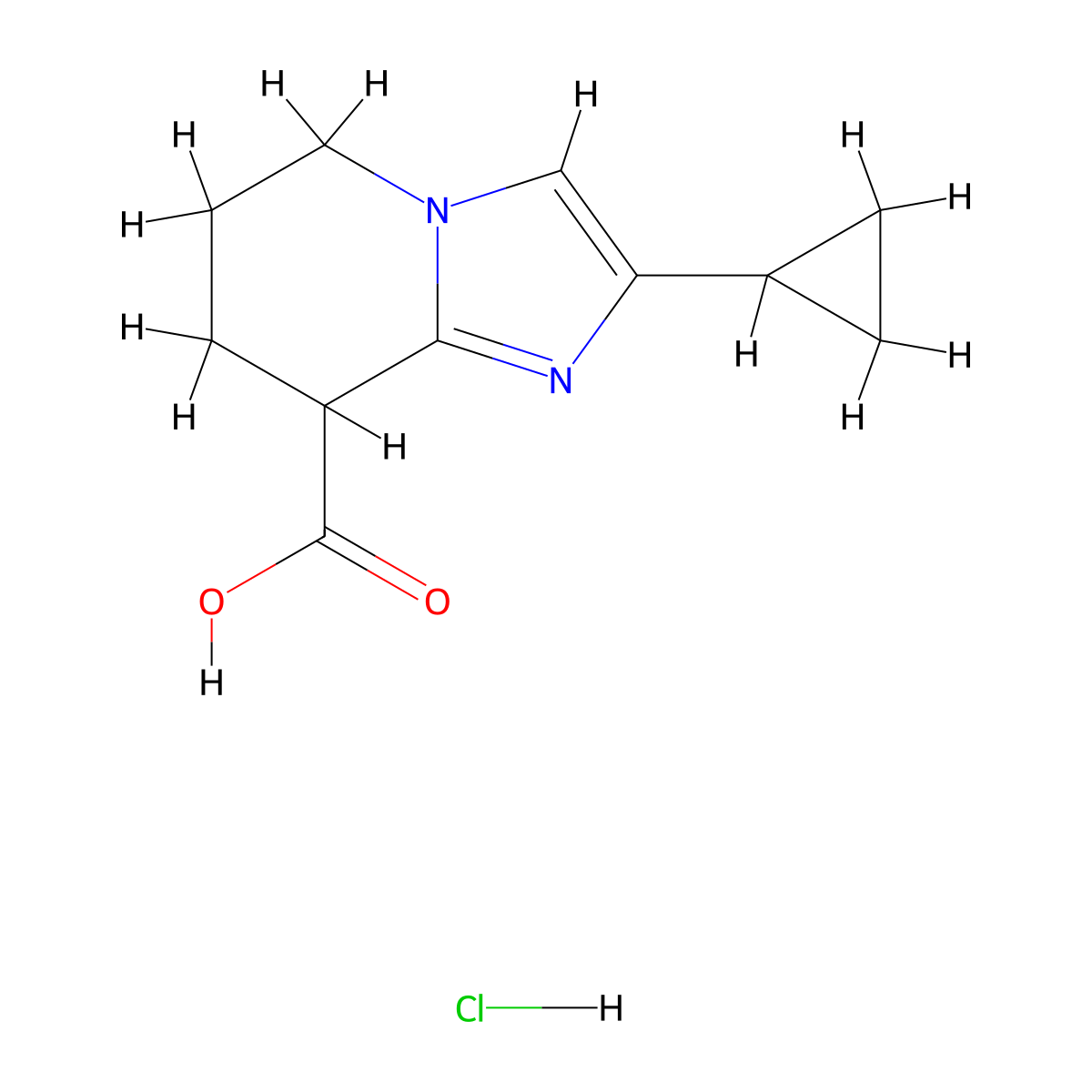 2-Cyclopropyl-5,6,7,8-tetrahydroimidazo[1,2-a]pyridine-8-carboxylic acid hydrochloride molecular structure, CAS 2757731-58-9