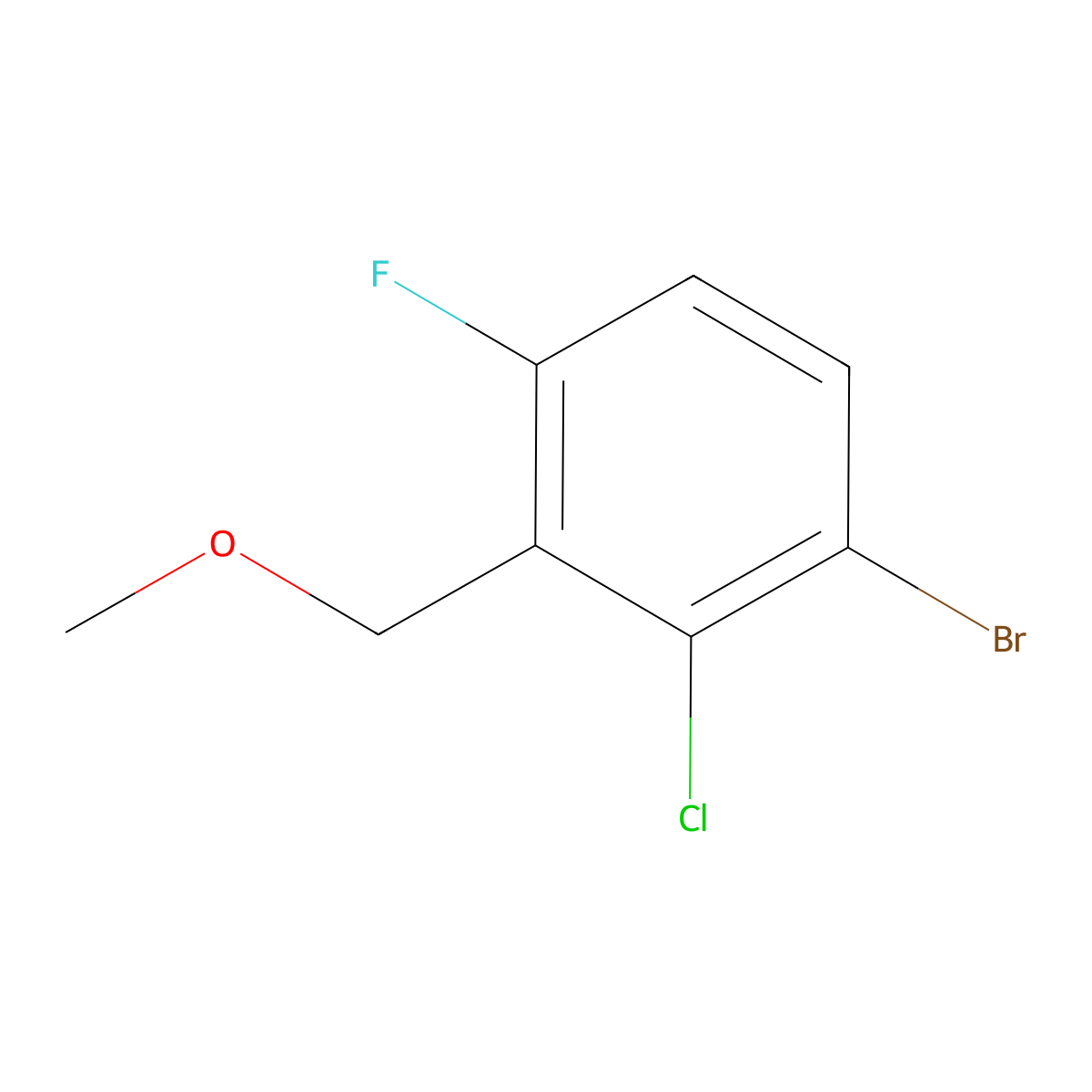 1-Bromo-2-chloro-4-fluoro-3-(methoxymethyl)benzene molecular structure, CAS 2757731-64-7
