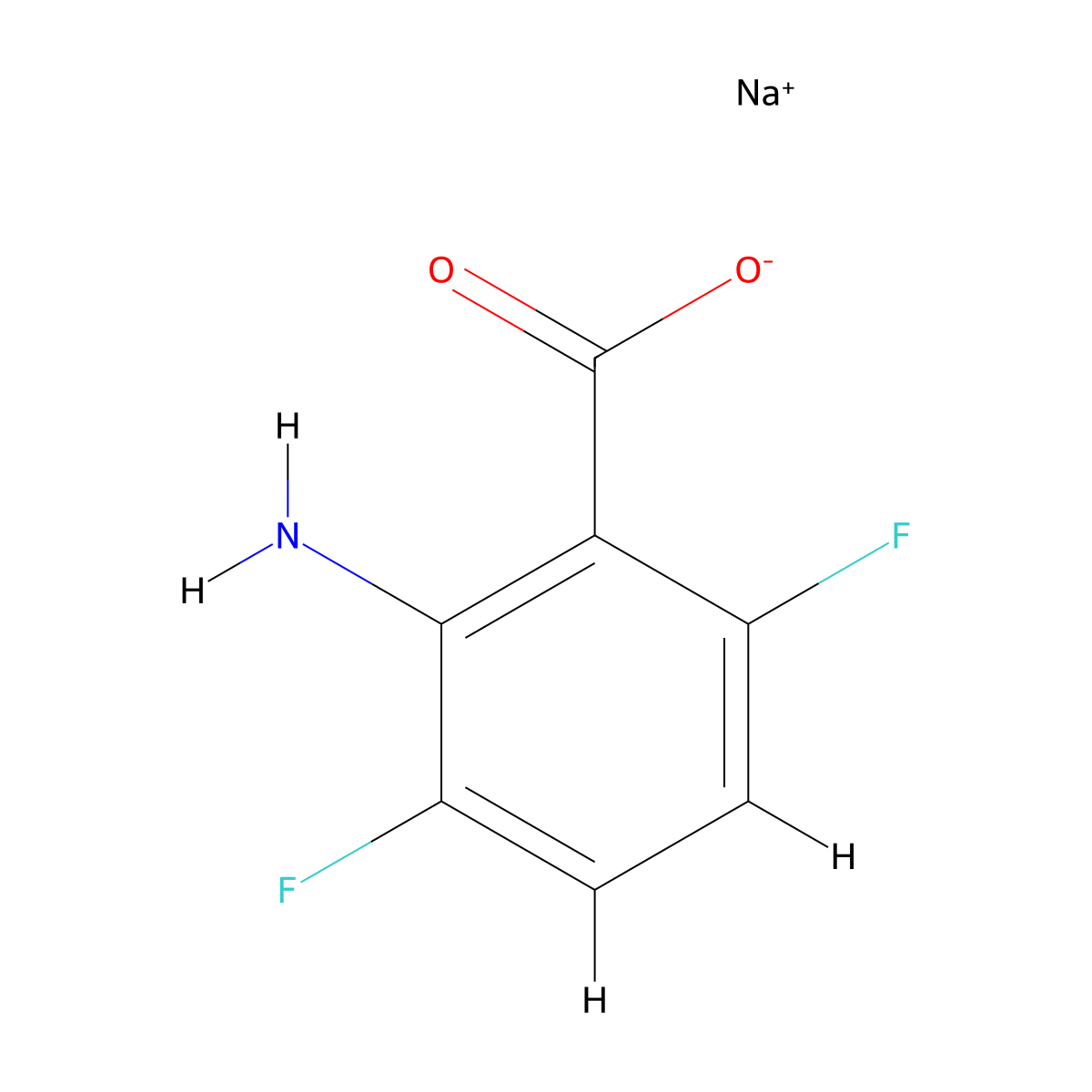 Sodium 2-amino-3,6-difluorobenzoate molecular structure, CAS 2757731-89-6