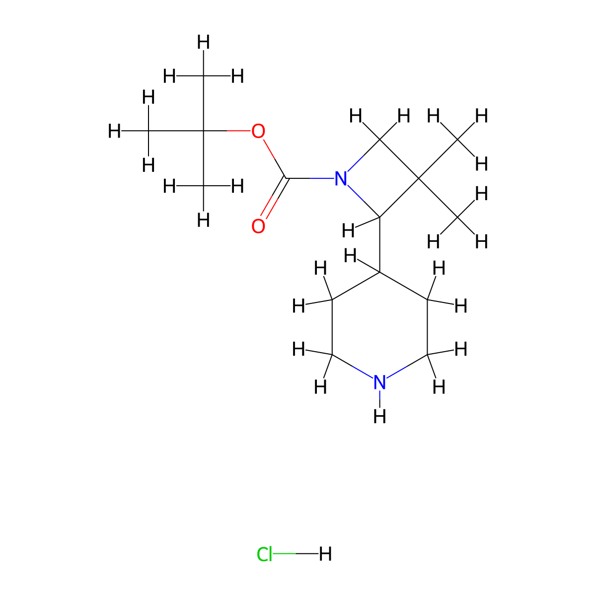 tert-Butyl 3,3-dimethyl-2-(piperidin-4-yl)azetidine-1-carboxylate hydrochloride molecular structure, CAS 2757731-98-7