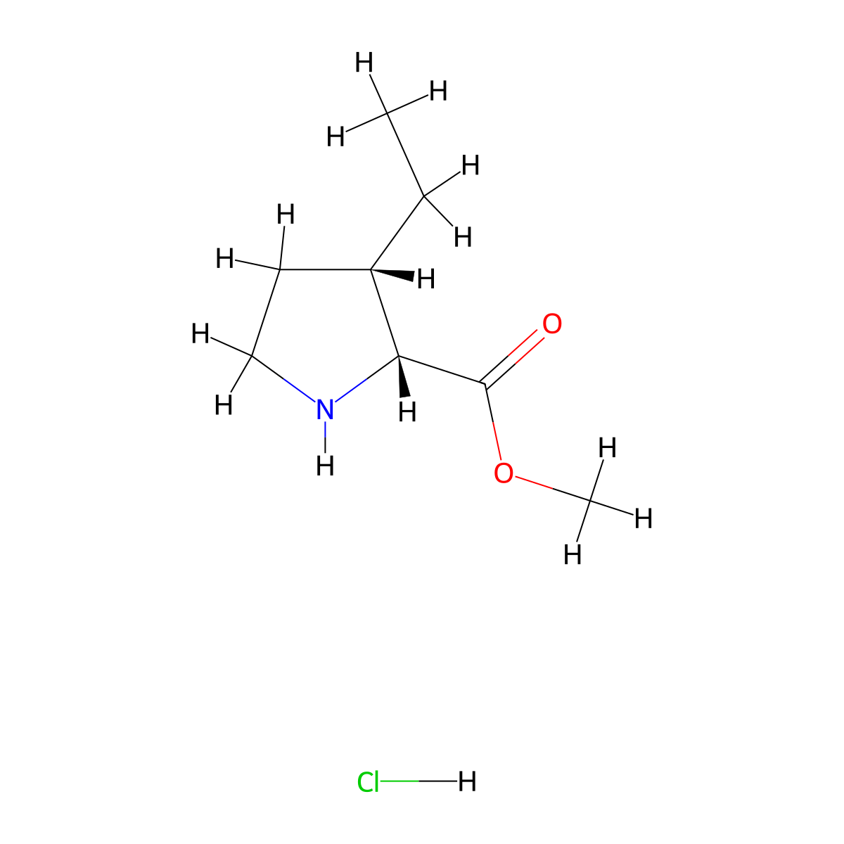methyl (2R,3S)-3-ethylpyrrolidine-2-carboxylate;hydrochloride molecular structure, CAS 2757731-99-8