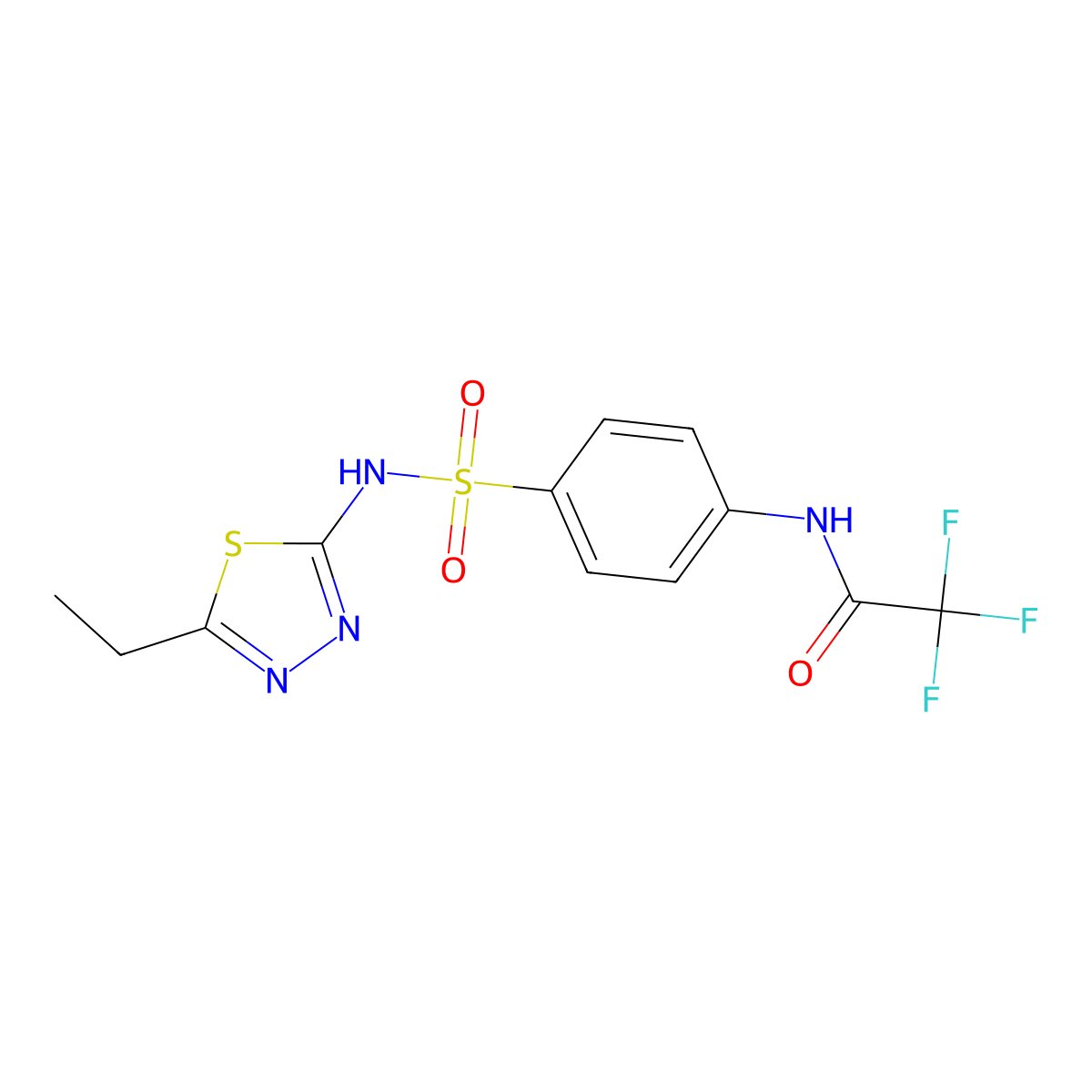 N-[4-[(5-ethyl-1,3,4-thiadiazol-2-yl)sulfamoyl]phenyl]-2,2,2-trifluoroacetamide molecular structure, CAS 27578-86-5