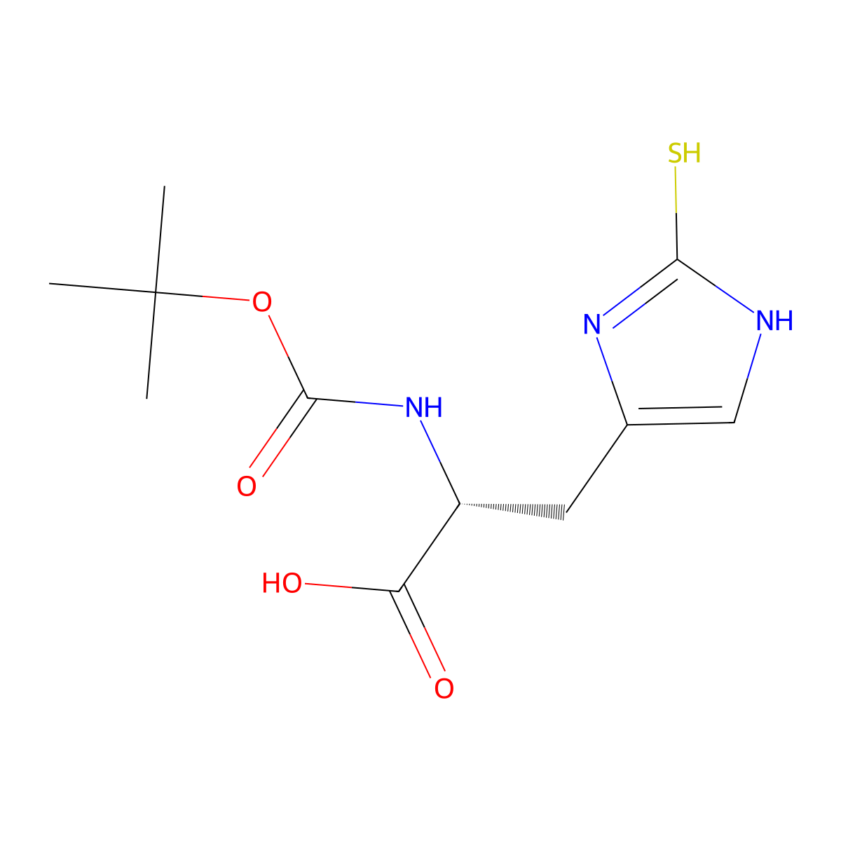(2R)-2-{[(tert-butoxy)carbonyl]amino}-3-(2-sulfanyl-1H-imidazol-4-yl)propanoic acid molecular structure, CAS 2757832-65-6
