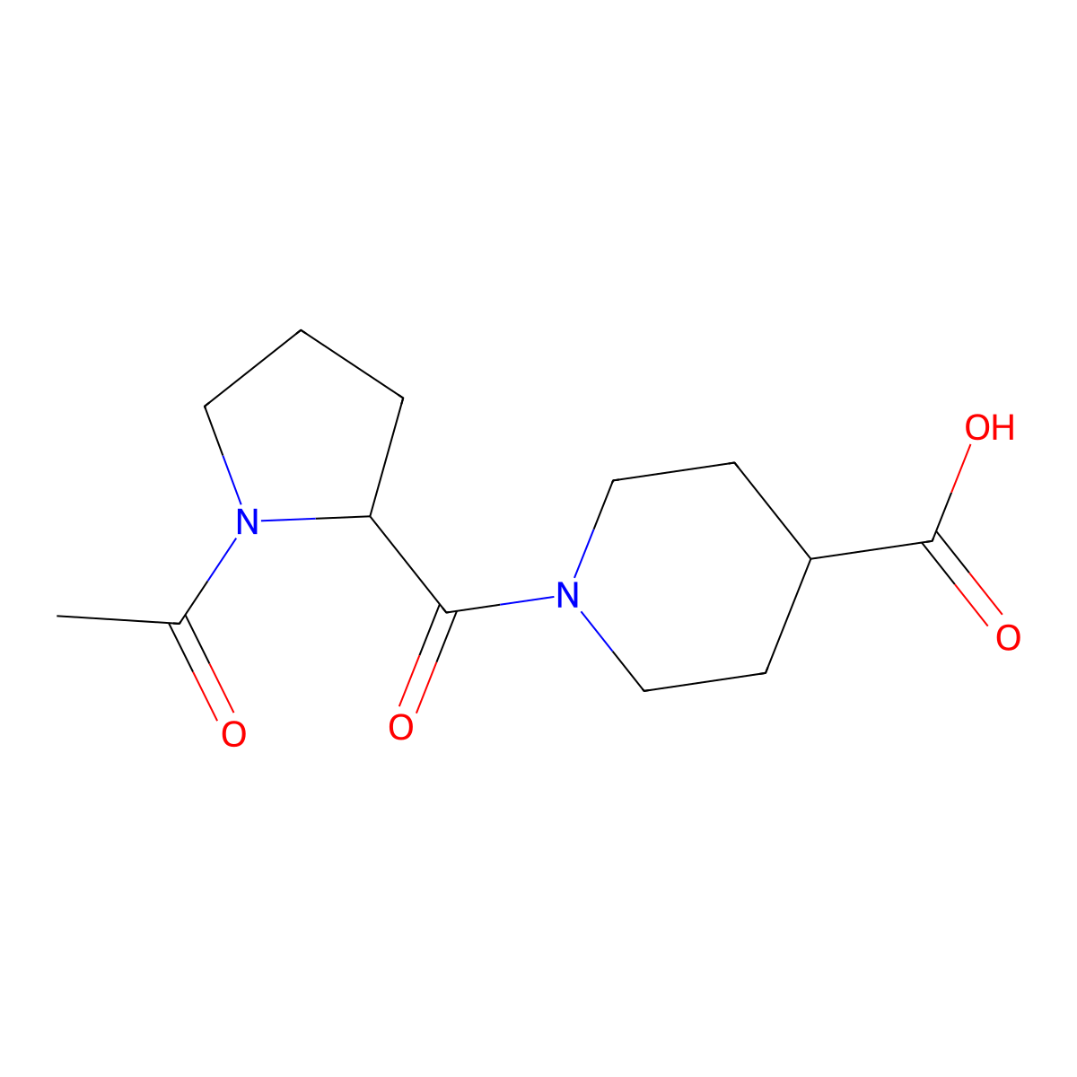 1-[(2R)-1-acetylpyrrolidine-2-carbonyl]piperidine-4-carboxylic acid molecular structure, CAS 2757832-72-5