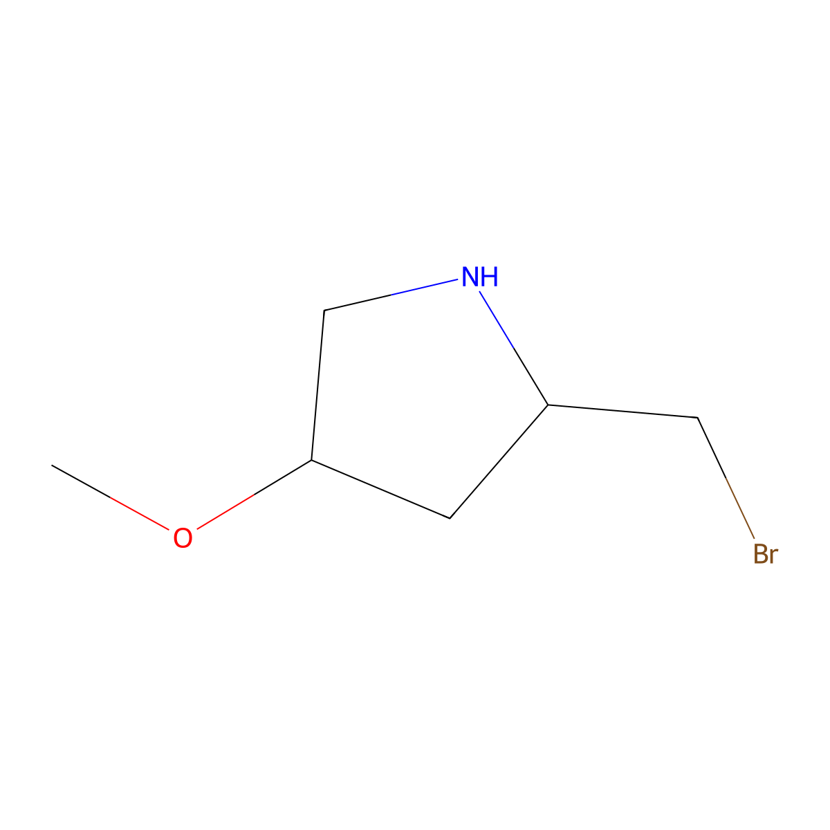 (2R,4R)-2-(bromomethyl)-4-methoxypyrrolidine molecular structure, CAS 2757832-74-7