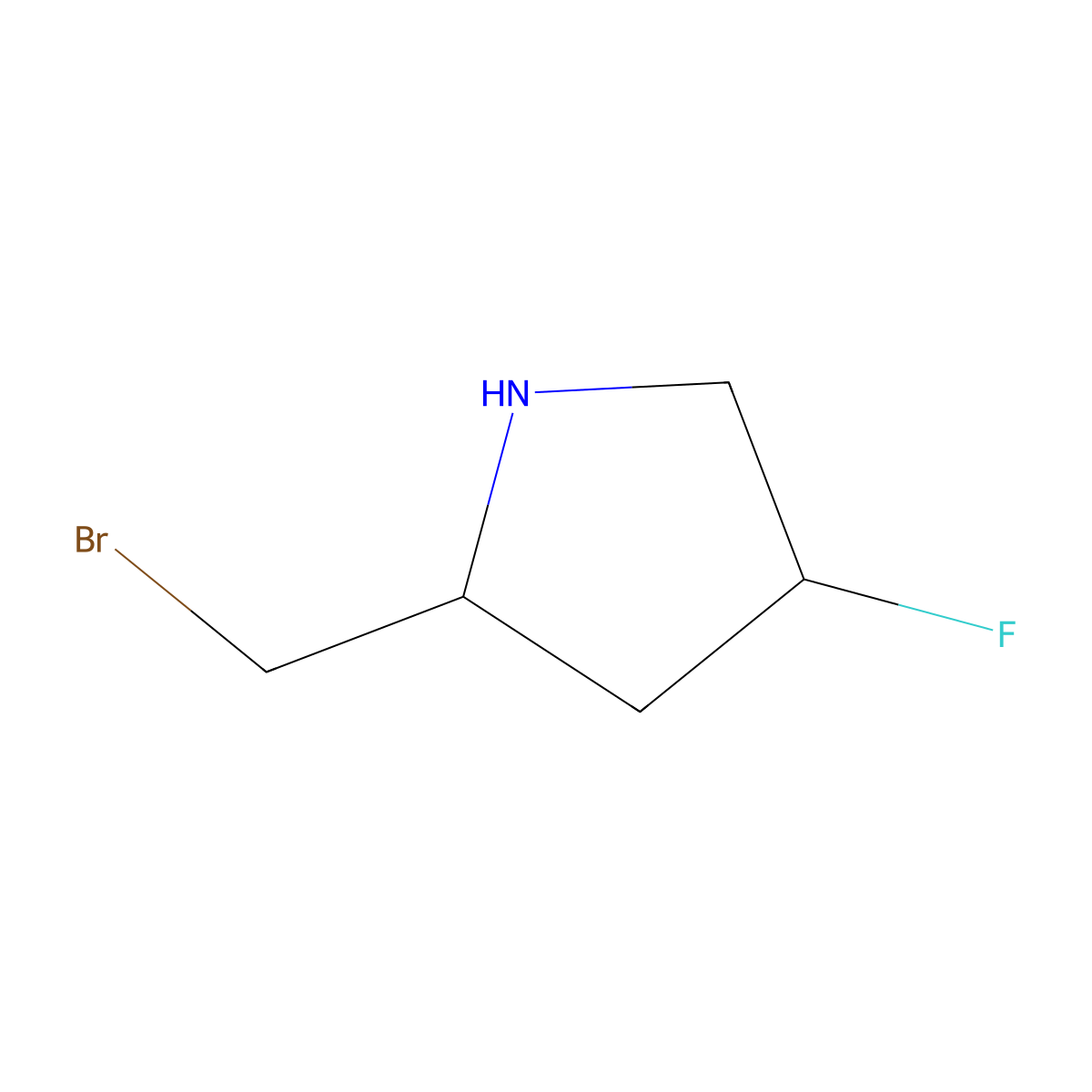 (2S,4S)-2-(bromomethyl)-4-fluoropyrrolidine molecular structure, CAS 2757832-79-2