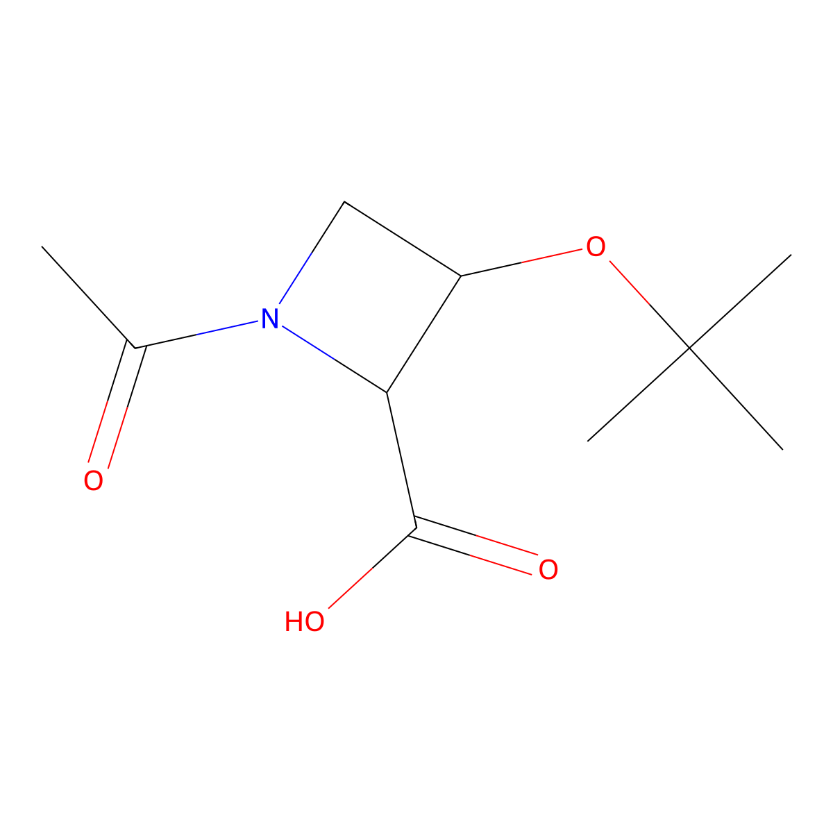 (2R,3R)-1-acetyl-3-(tert-butoxy)azetidine-2-carboxylic acid molecular structure, CAS 2757833-06-8