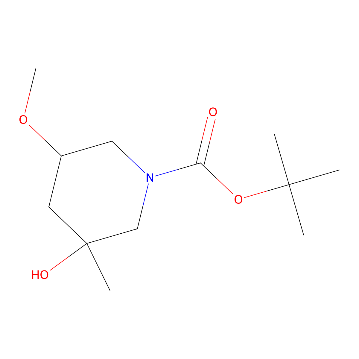 tert-butyl (3R,5S)-3-hydroxy-5-methoxy-3-methylpiperidine-1-carboxylate molecular structure, CAS 2757833-08-0