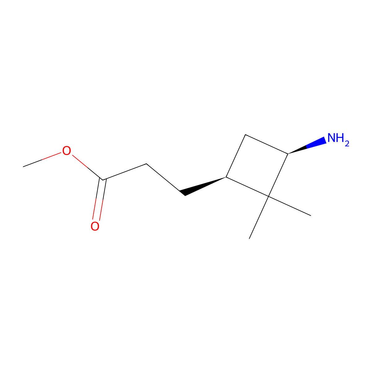 methyl 3-[(1S,3R)-3-amino-2,2-dimethylcyclobutyl]propanoate molecular structure, CAS 2757833-18-2
