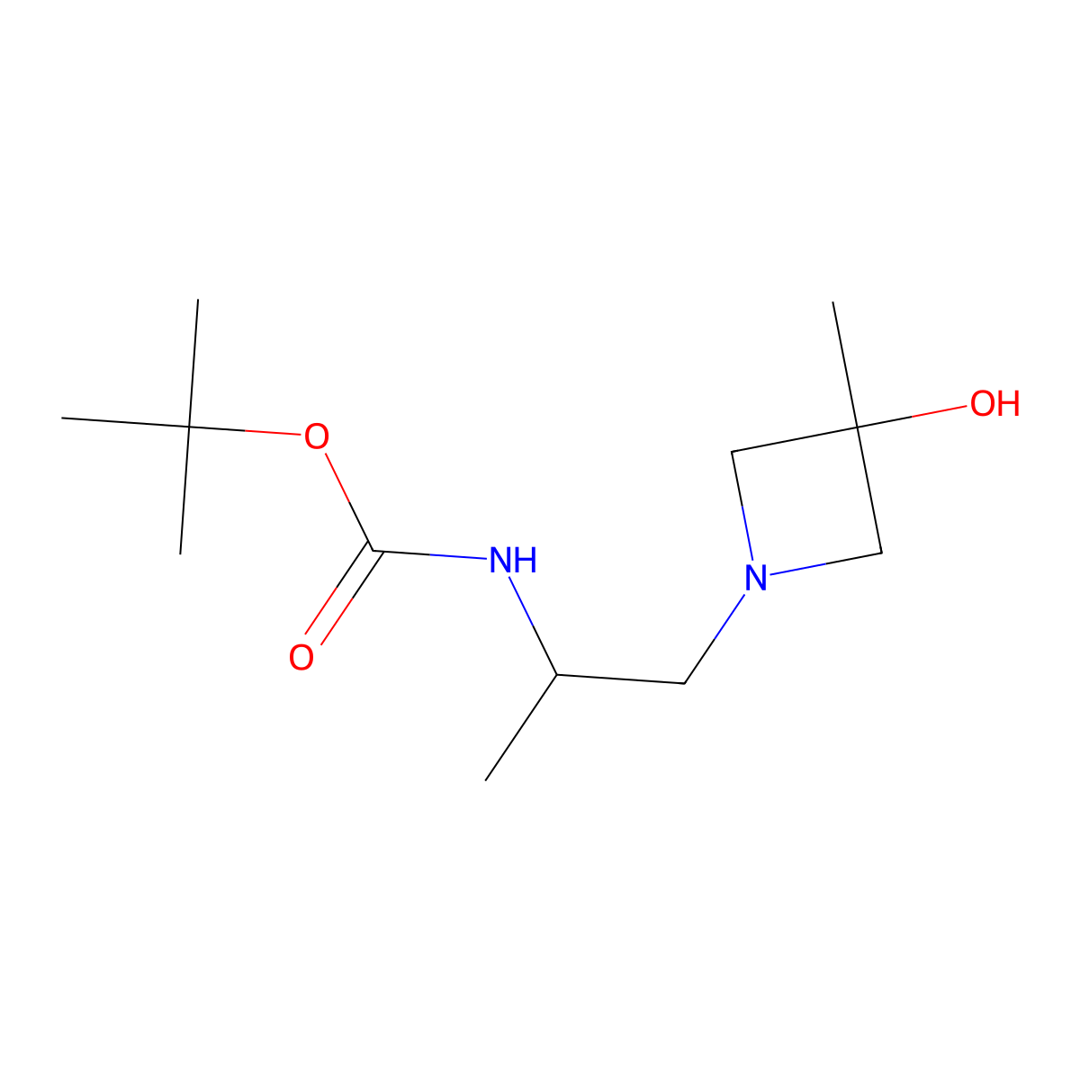 tert-butyl N-[(2R)-1-(3-hydroxy-3-methylazetidin-1-yl)propan-2-yl]carbamate molecular structure, CAS 2757833-19-3