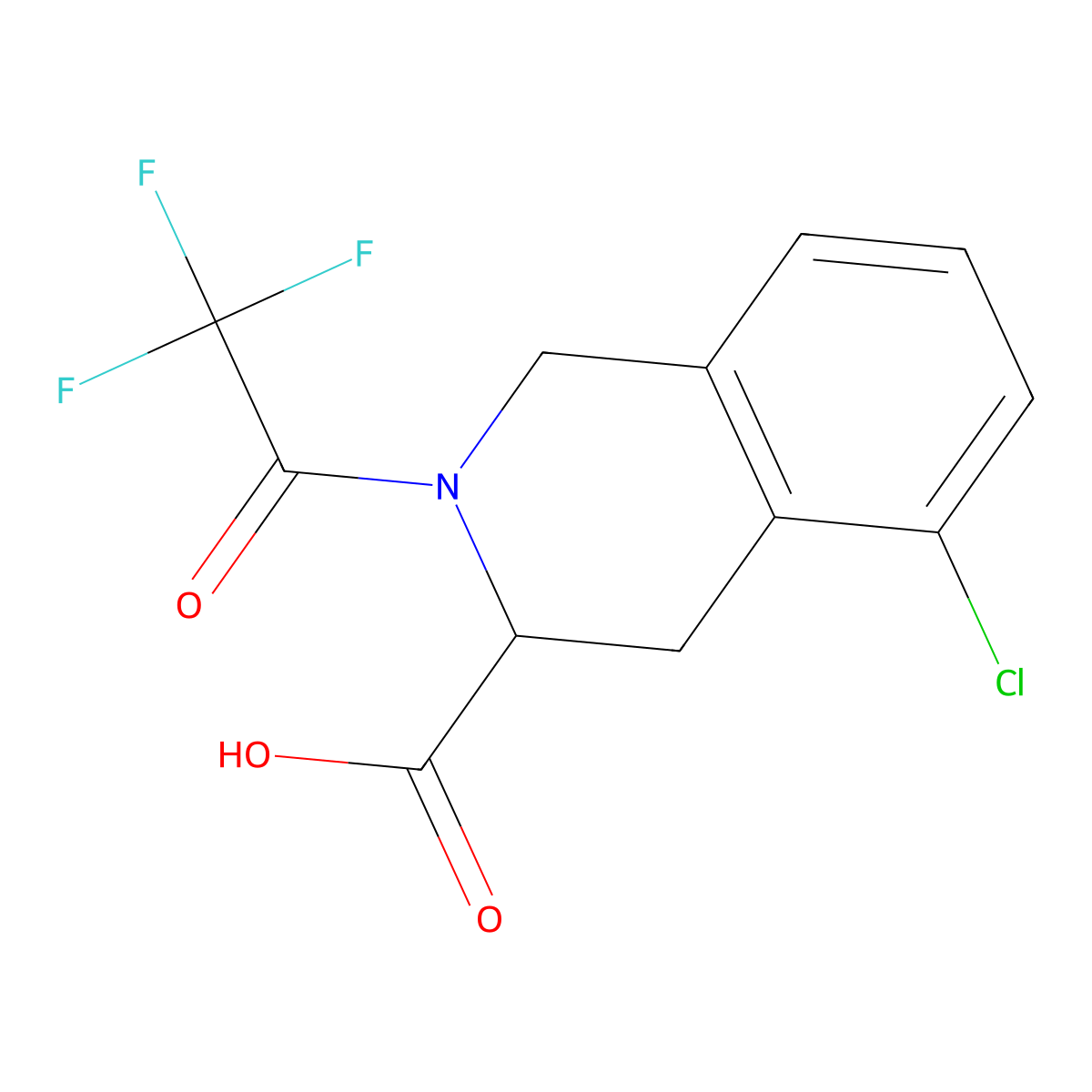 (3R)-5-chloro-2-(2,2,2-trifluoroacetyl)-1,2,3,4-tetrahydroisoquinoline-3-carboxylic acid molecular structure, CAS 2757833-28-4
