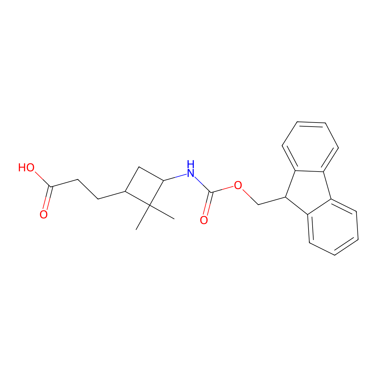 3-[(1S,3R)-3-({[(9H-fluoren-9-yl)methoxy]carbonyl}amino)-2,2-dimethylcyclobutyl]propanoic acid molecular structure, CAS 2757833-33-1