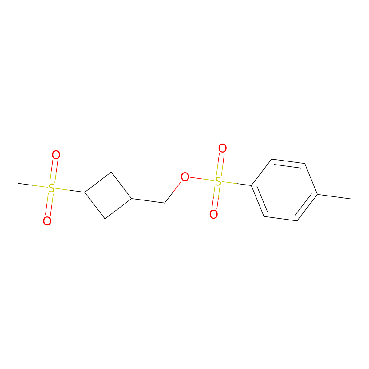 (3-Methanesulfonylcyclobutyl)methyl 4-methylbenzene-1-sulfonate molecular structure, CAS 2757833-35-3