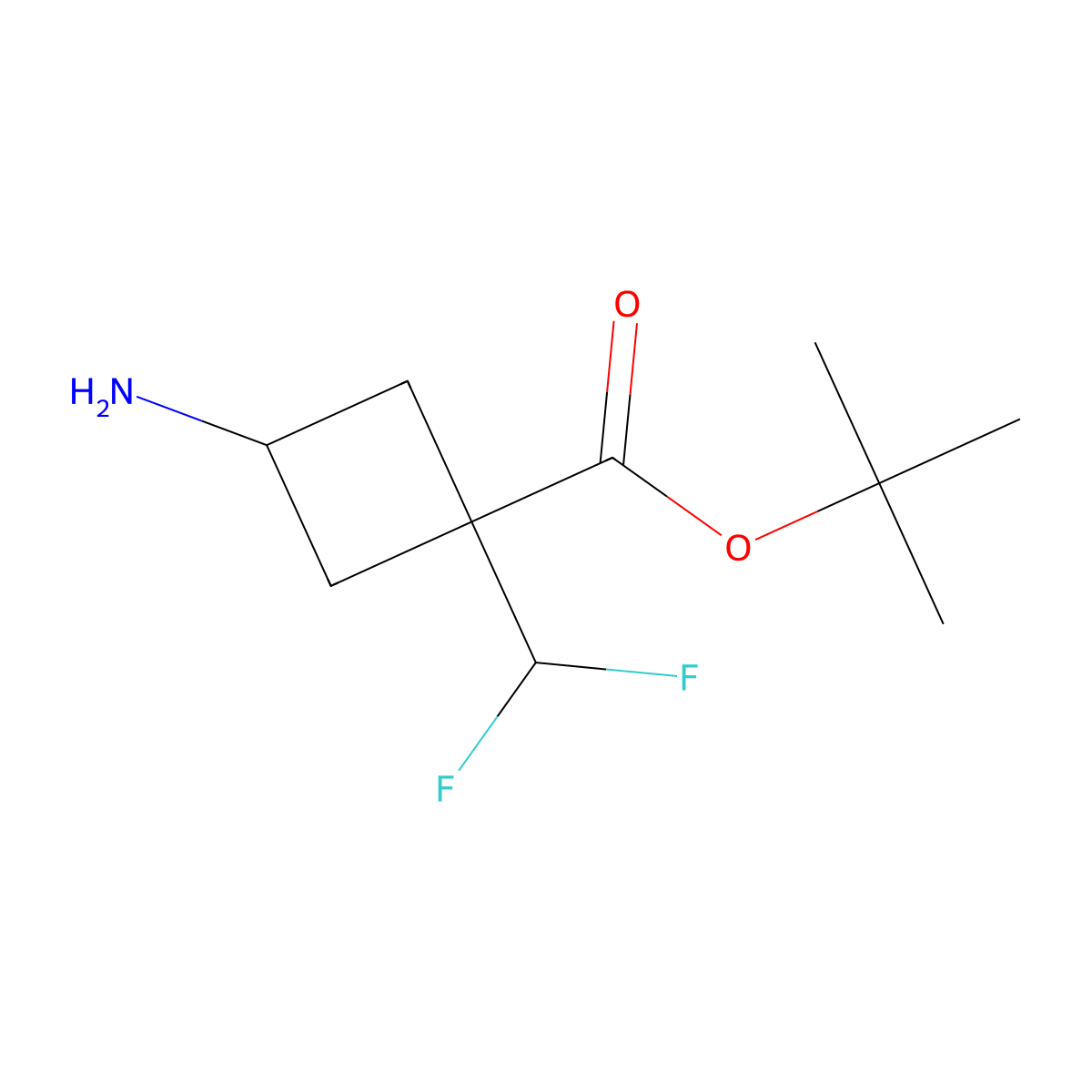 Tert-butyl 3-amino-1-(difluoromethyl)cyclobutane-1-carboxylate molecular structure, CAS 2757833-74-0