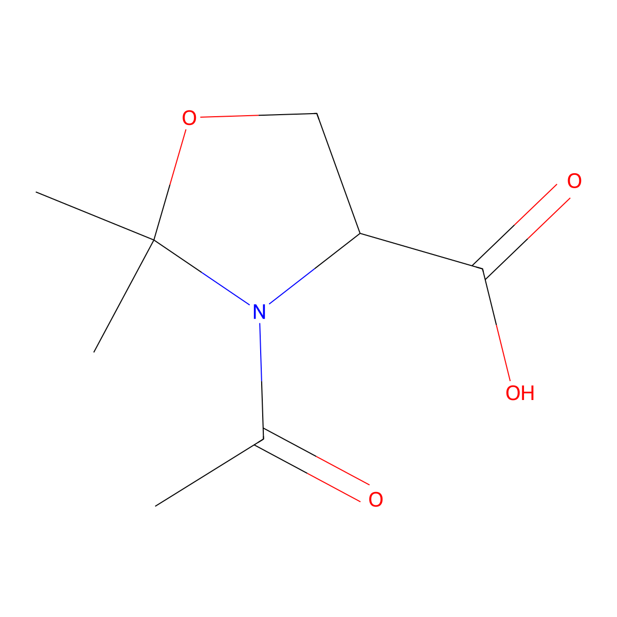 (4S)-3-acetyl-2,2-dimethyl-1,3-oxazolidine-4-carboxylic acid molecular structure, CAS 2757833-77-3