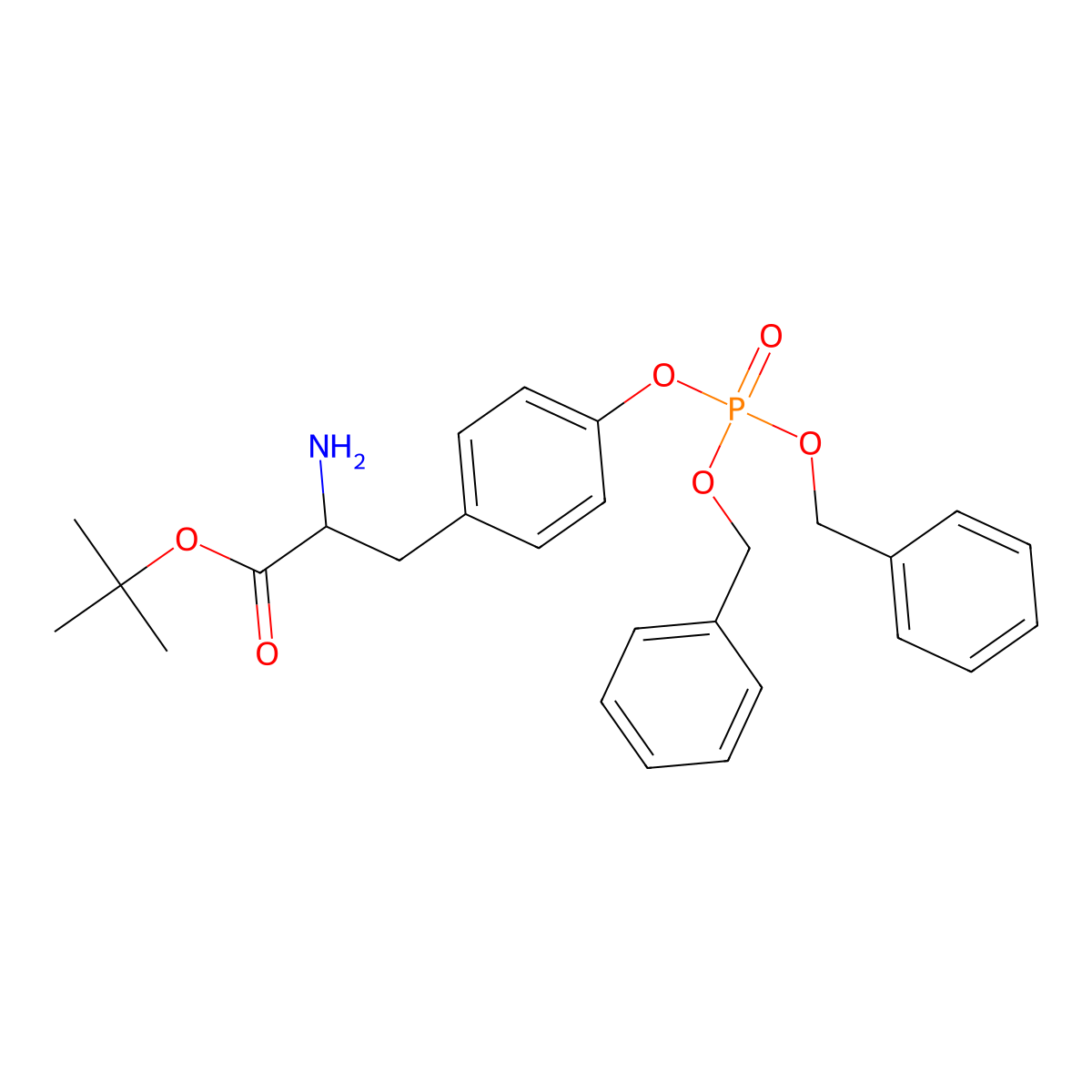 tert-butyl (2S)-2-amino-3-(4-{[bis(benzyloxy)phosphoryl]oxy}phenyl)propanoate molecular structure, CAS 2757833-93-3