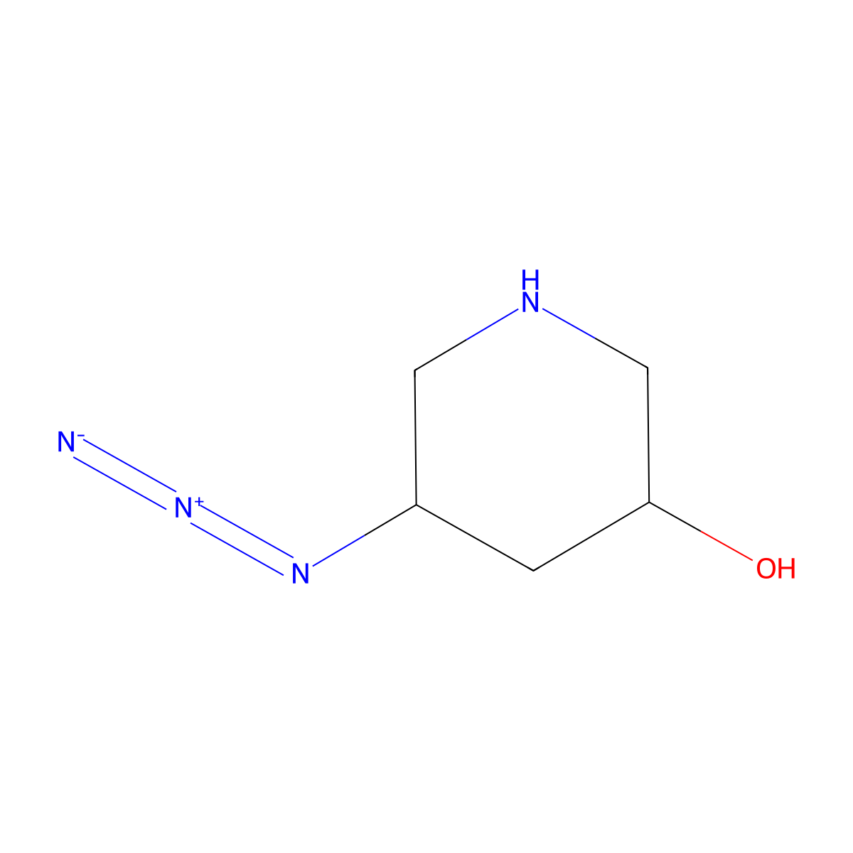 (3S,5S)-5-azidopiperidin-3-ol molecular structure, CAS 2757834-20-9