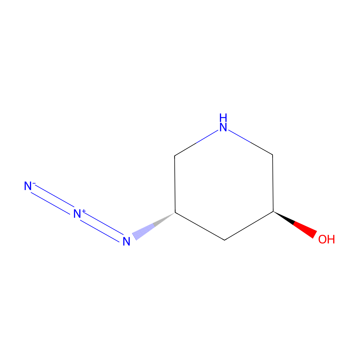 (3S,5S)-5-azidopiperidin-3-ol molecular structure, CAS 2757834-20-9