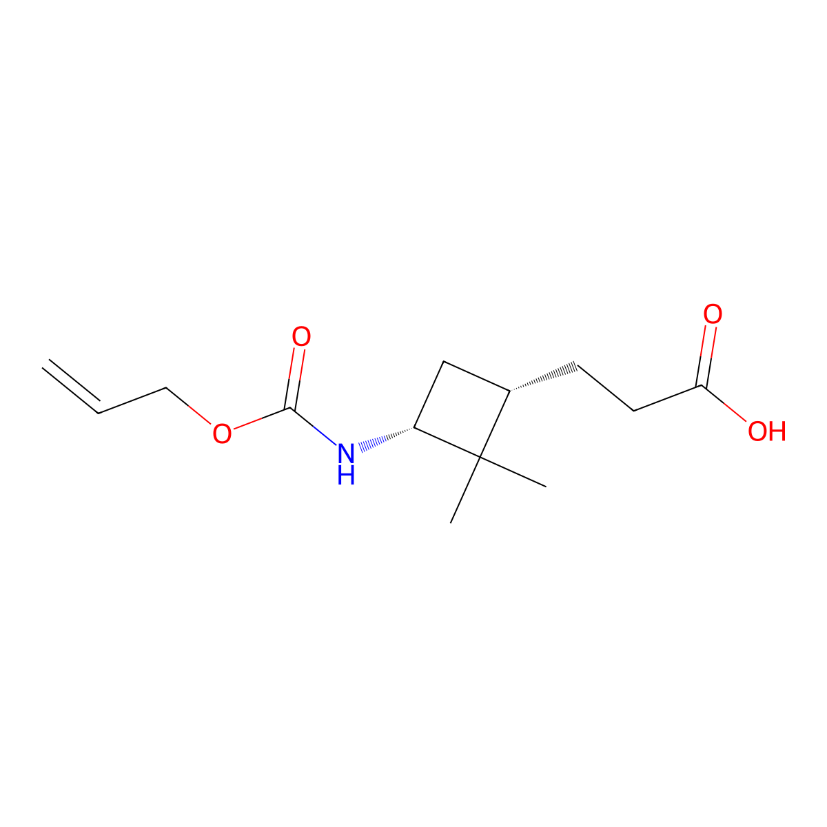 3-[(1S,3R)-2,2-dimethyl-3-{[(prop-2-en-1-yloxy)carbonyl]amino}cyclobutyl]propanoic acid molecular structure, CAS 2757834-32-3