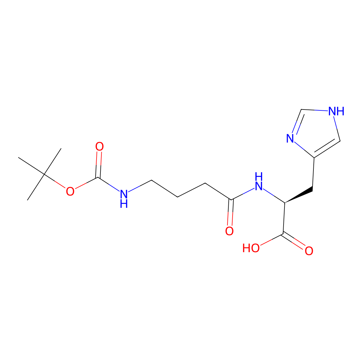 (2S)-2-(4-{[(tert-butoxy)carbonyl]amino}butanamido)-3-(1H-imidazol-4-yl)propanoic acid molecular structure, CAS 2757834-36-7