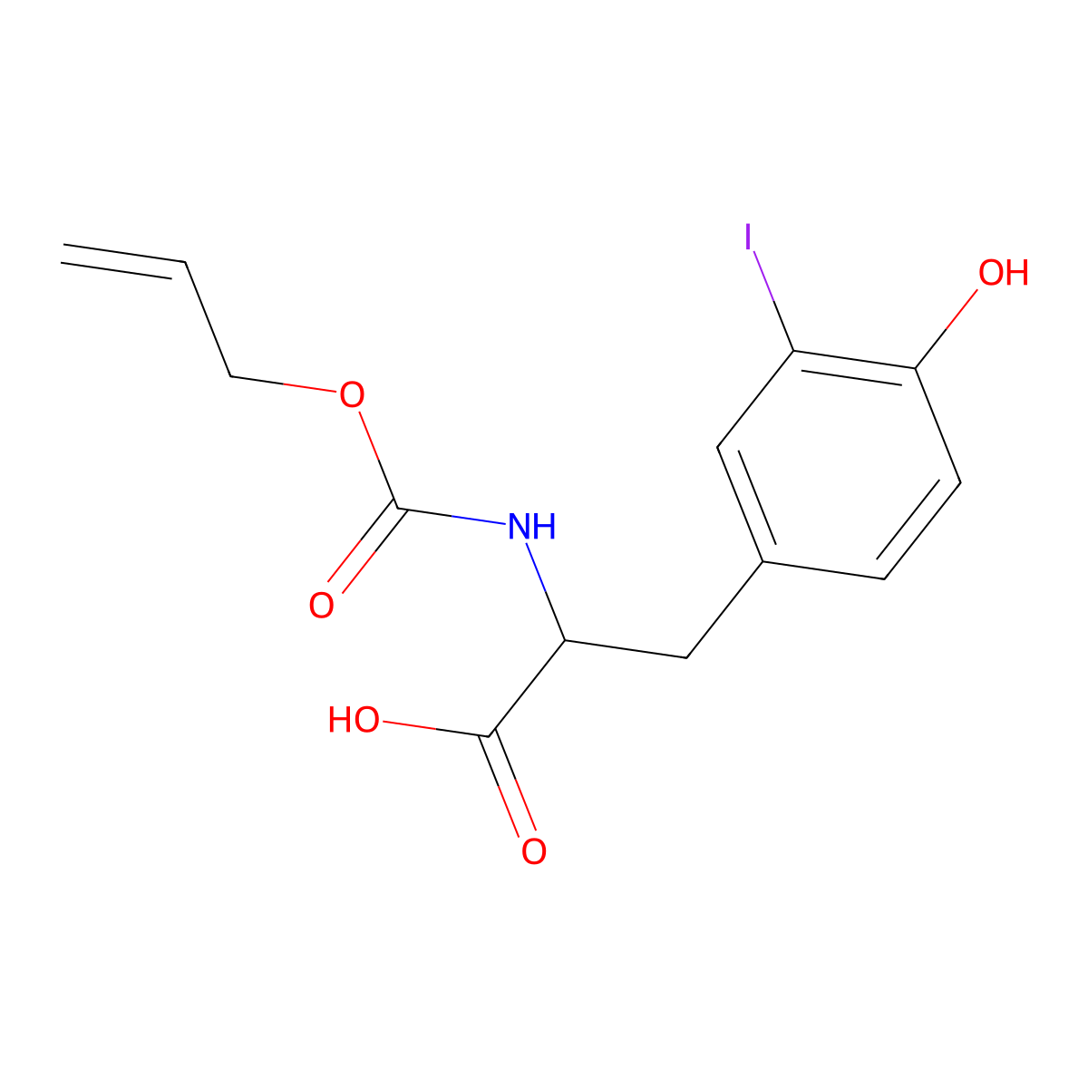 (2R)-3-(4-hydroxy-3-iodophenyl)-2-{[(prop-2-en-1-yloxy)carbonyl]amino}propanoic acid molecular structure, CAS 2757834-42-5