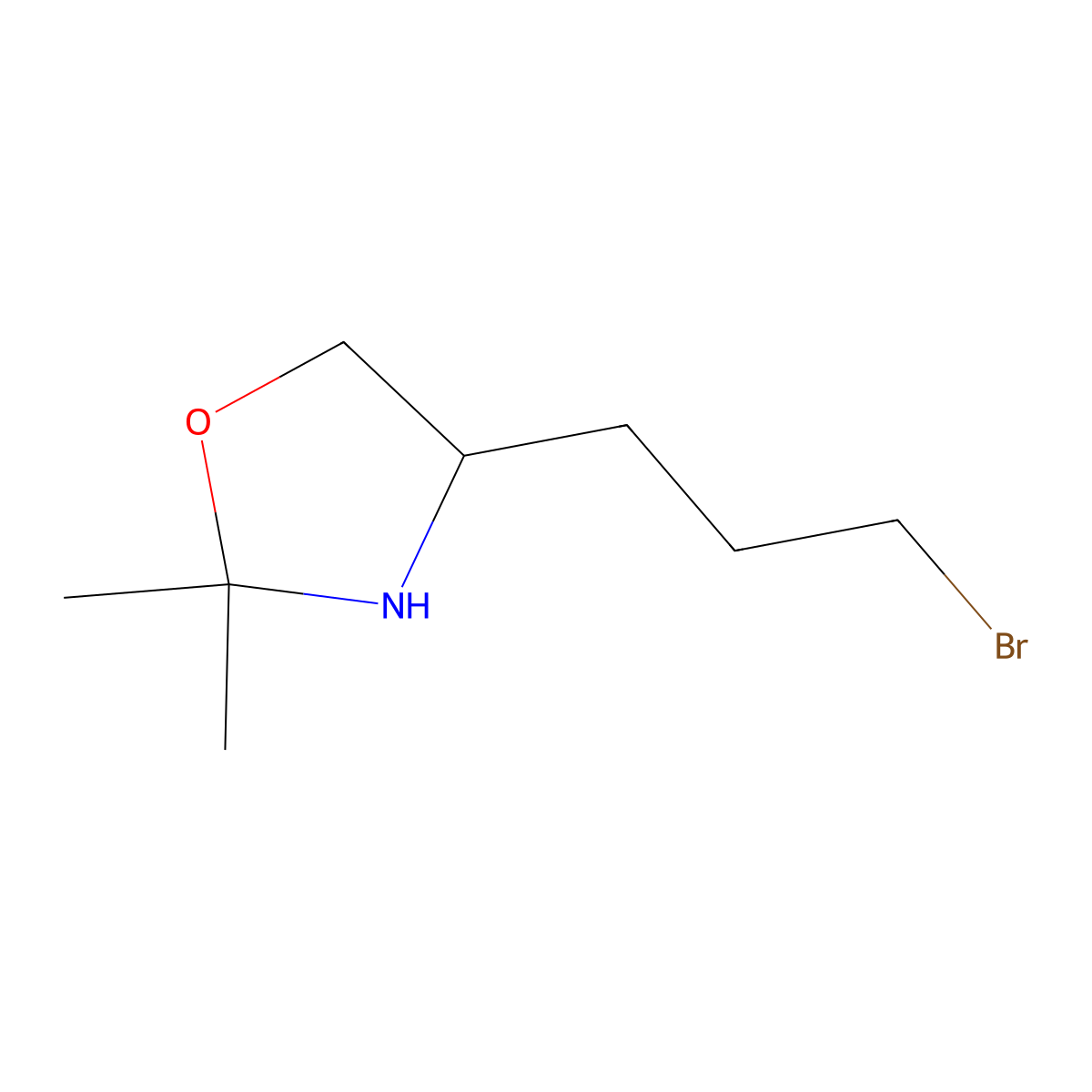 (4R)-4-(3-bromopropyl)-2,2-dimethyl-1,3-oxazolidine molecular structure, CAS 2757834-44-7