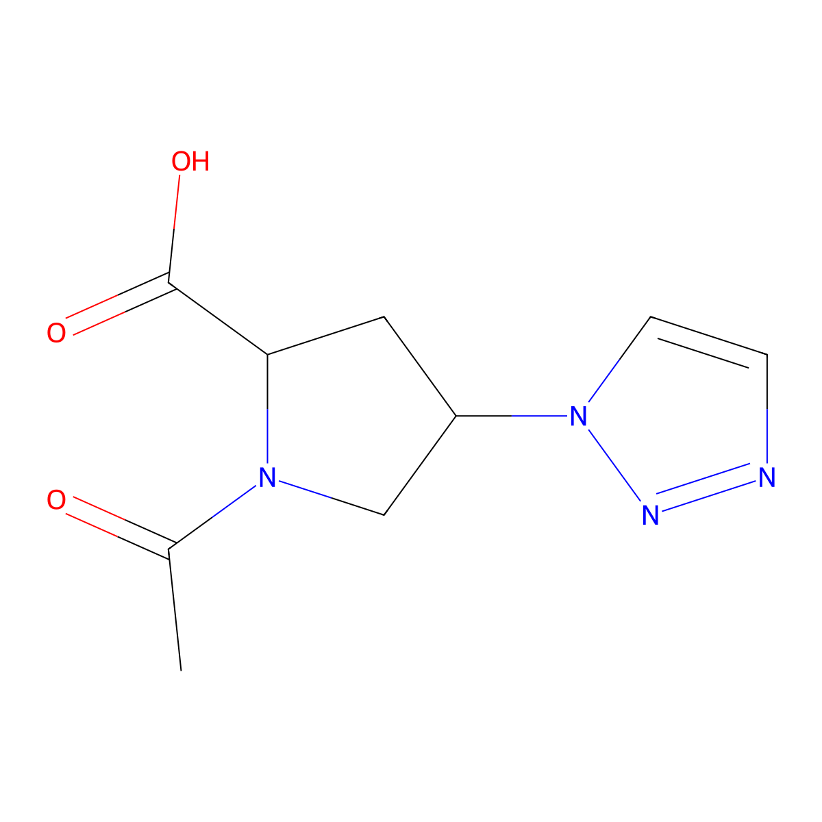 (2S,4S)-1-acetyl-4-(1H-1,2,3-triazol-1-yl)pyrrolidine-2-carboxylic acid molecular structure, CAS 2757835-12-2