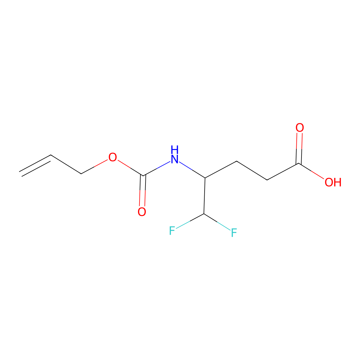 (4R)-5,5-difluoro-4-{[(prop-2-en-1-yloxy)carbonyl]amino}pentanoic acid molecular structure, CAS 2757835-13-3