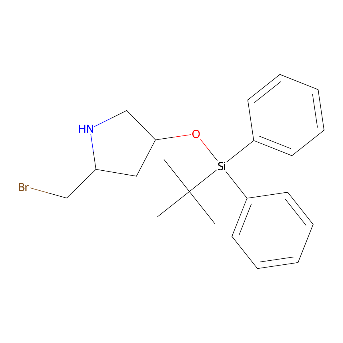 (2S,4S)-2-(bromomethyl)-4-[(tert-butyldiphenylsilyl)oxy]pyrrolidine molecular structure, CAS 2757835-21-3