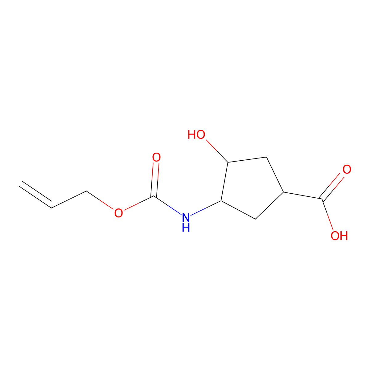 (1R,3R,4S)-3-hydroxy-4-{[(prop-2-en-1-yloxy)carbonyl]amino}cyclopentane-1-carboxylic acid molecular structure, CAS 2757835-36-0