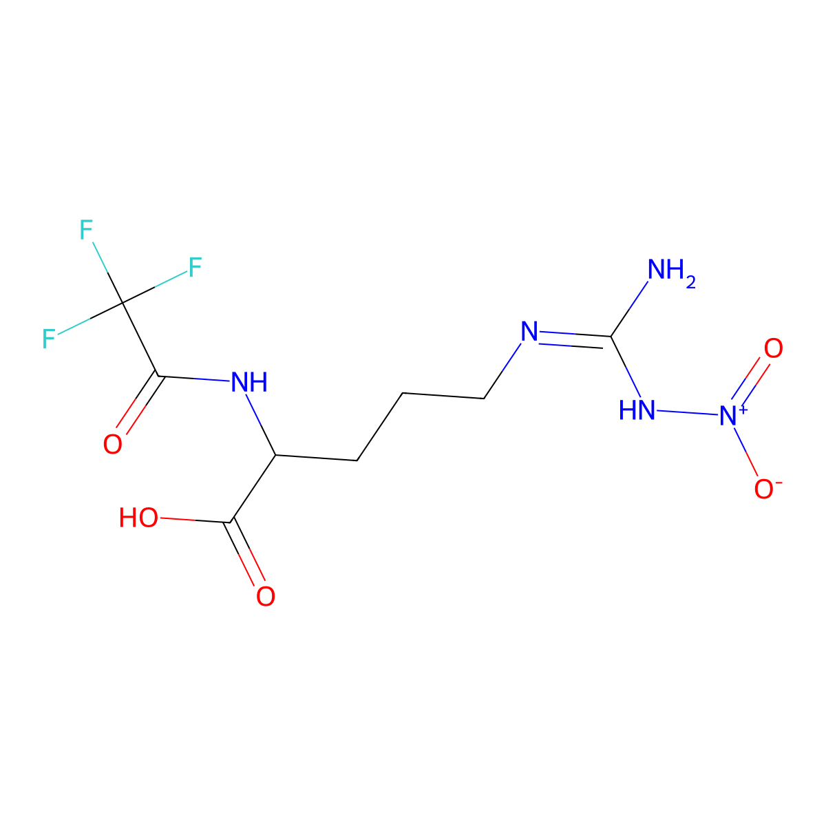(2S)-5-(N'-nitrocarbamimidamido)-2-(2,2,2-trifluoroacetamido)pentanoic acid molecular structure, CAS 2757835-44-0