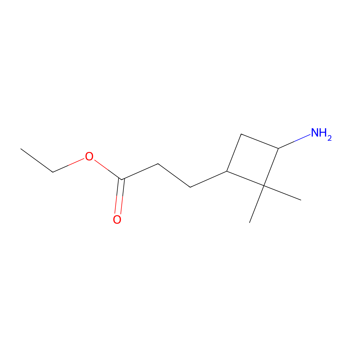 ethyl 3-[(1S,3R)-3-amino-2,2-dimethylcyclobutyl]propanoate molecular structure, CAS 2757835-45-1