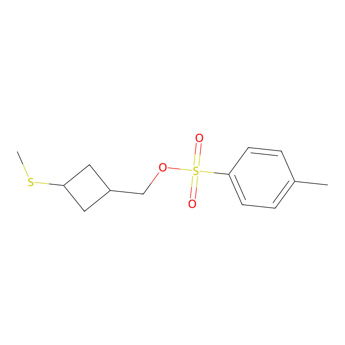 [3-(Methylsulfanyl)cyclobutyl]methyl 4-methylbenzene-1-sulfonate molecular structure, CAS 2757835-47-3
