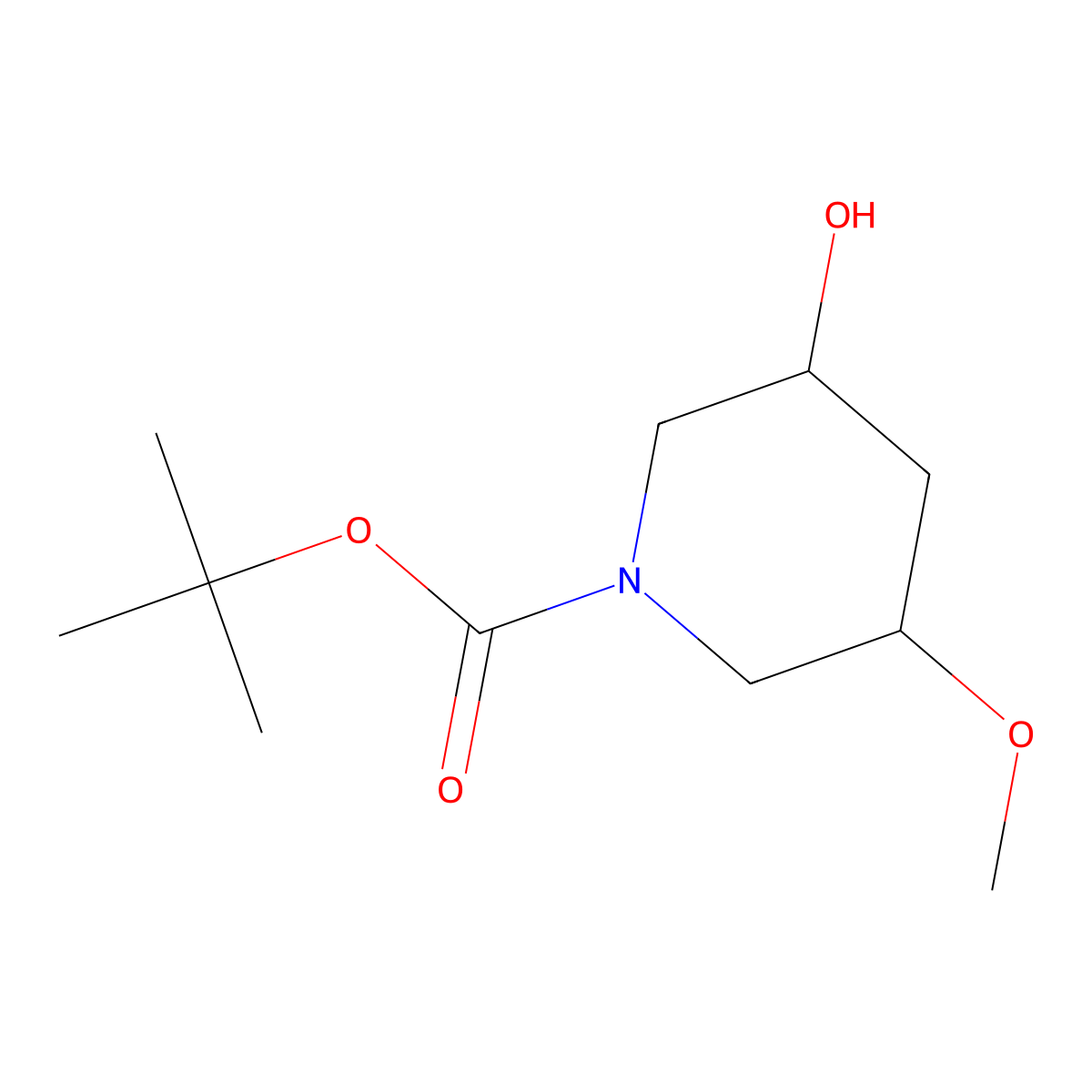 tert-butyl (3S,5S)-3-hydroxy-5-methoxypiperidine-1-carboxylate molecular structure, CAS 2757835-72-4