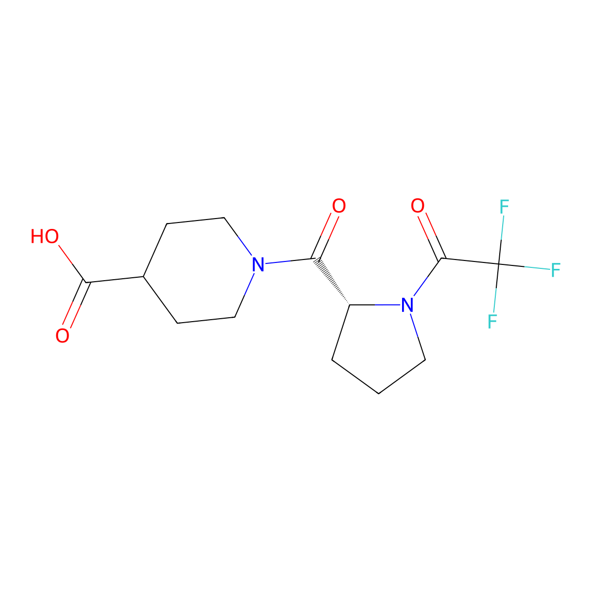 1-[(2R)-1-(2,2,2-trifluoroacetyl)pyrrolidine-2-carbonyl]piperidine-4-carboxylic acid molecular structure, CAS 2757835-95-1