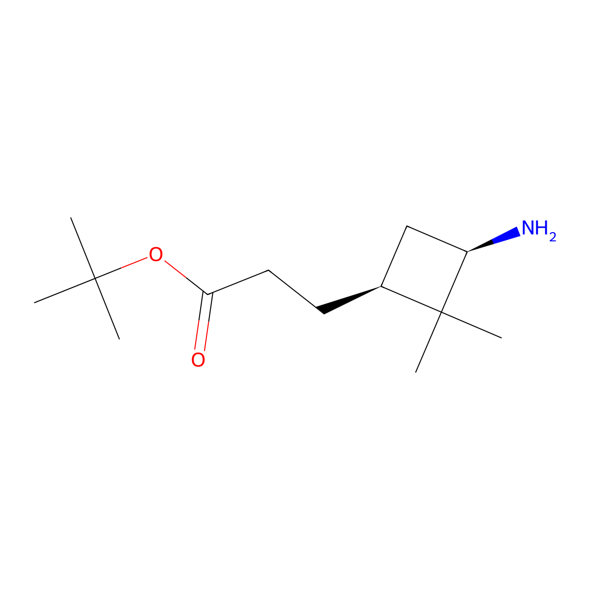 tert-butyl 3-[(1S,3R)-3-amino-2,2-dimethylcyclobutyl]propanoate molecular structure, CAS 2757836-05-6