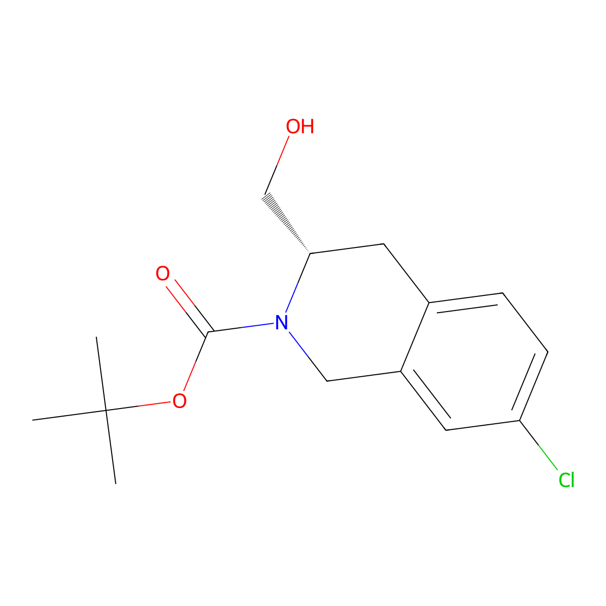 tert-butyl (3S)-7-chloro-3-(hydroxymethyl)-1,2,3,4-tetrahydroisoquinoline-2-carboxylate molecular structure, CAS 2757836-07-8